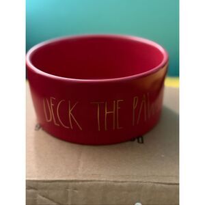 Rae Dunn Artisan Collection By Magenta Red Deck The Paws Ceramic Dog Food Bowl